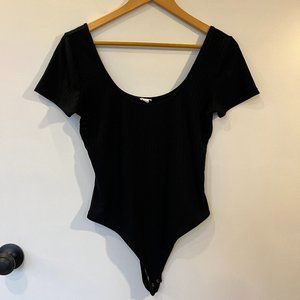 Garage Ribbed Short Sleeved Bodysuit Black Size Large